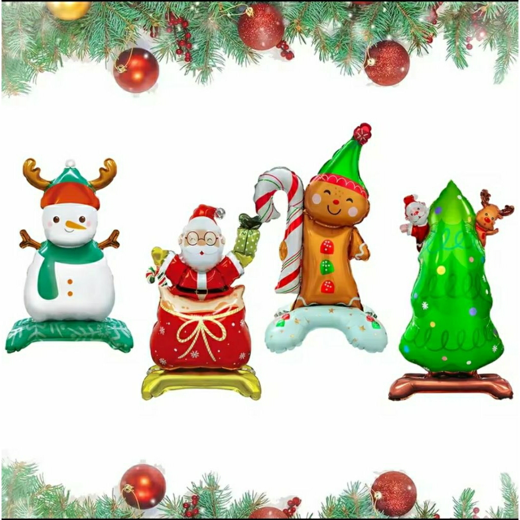 Balon foil standing pohon natal berdiri christmas tree balloon baloon 3d hiasan dekorasi pesta merry