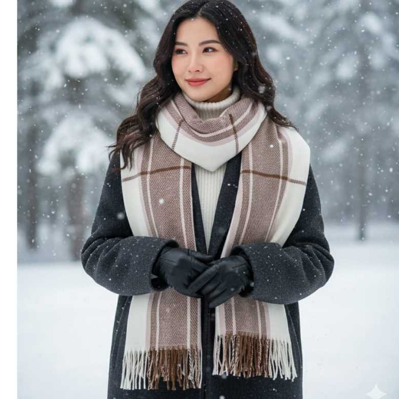 Syal Heattech Musim Dingin Scarf Knit Rajut Motif Premium Style Korea Selendang Wol Bulu Domba Therm