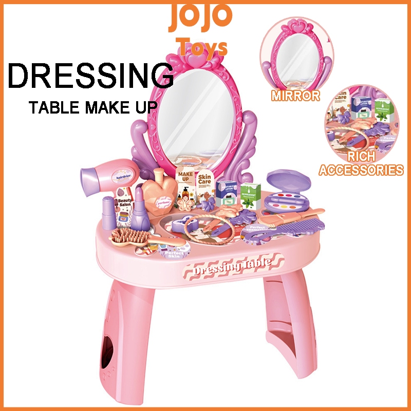 Jojo Mainan Anak 30Pcs Dressing Table Make Up Mainan Alat Makeup Meja Rias Anak Perempuan