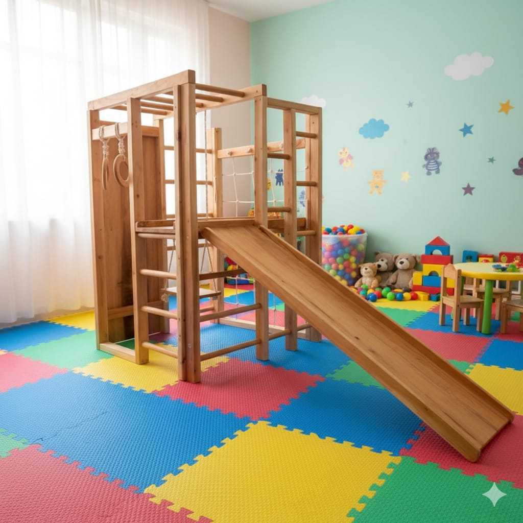 Playground Kayu Anak Prosotan & Panjatan–Brakiasi Outdoor Ayunan, Climber, Monkey Bar Taman Bermain