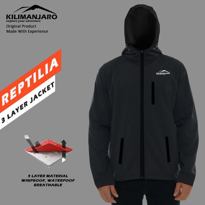 Jaket Kilimanjaro Reptilia 3 Layer Waterproof - Rain Jacket - Hitam