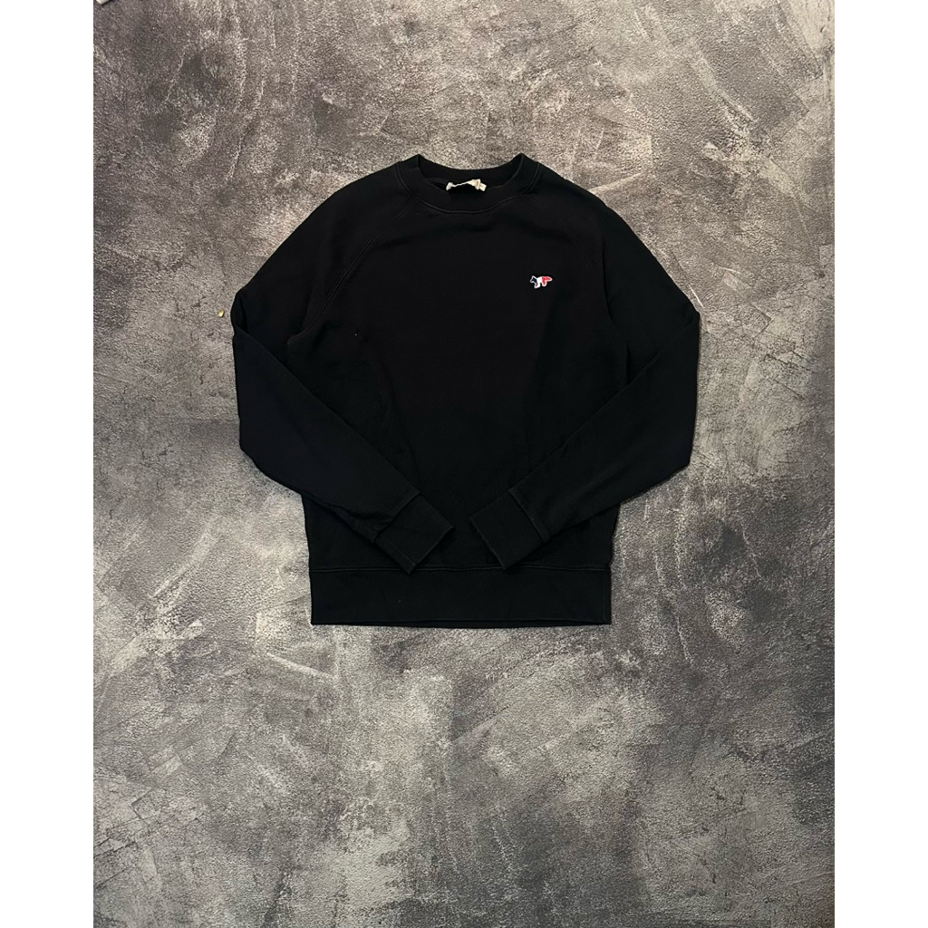 Crewneck Maison Kitsune Tricolor Fox Black