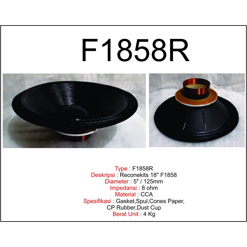 STX PARTS SPEAKER : Recone Kits 18" 1858