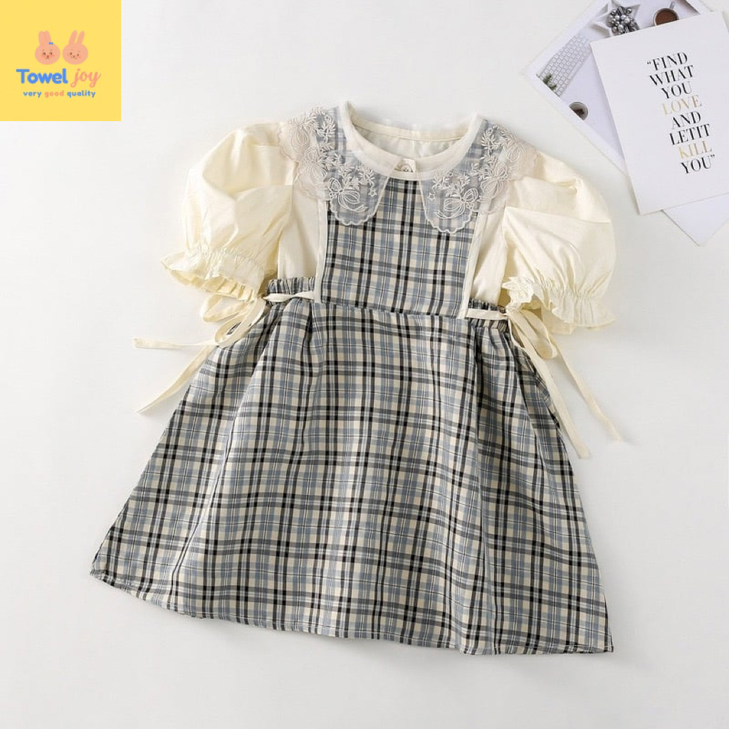 Dress Korea Anak Perempuan 2-10 Tahun | 2in1 Dress Lucu Anak Perempuan | Baju Anak Imlek Lebaran Nat