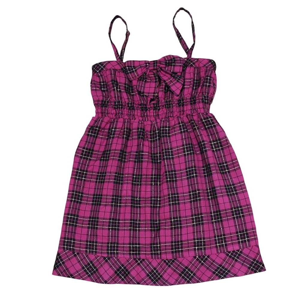 TRALALA Pink Plaid Ribbon Mink Dress