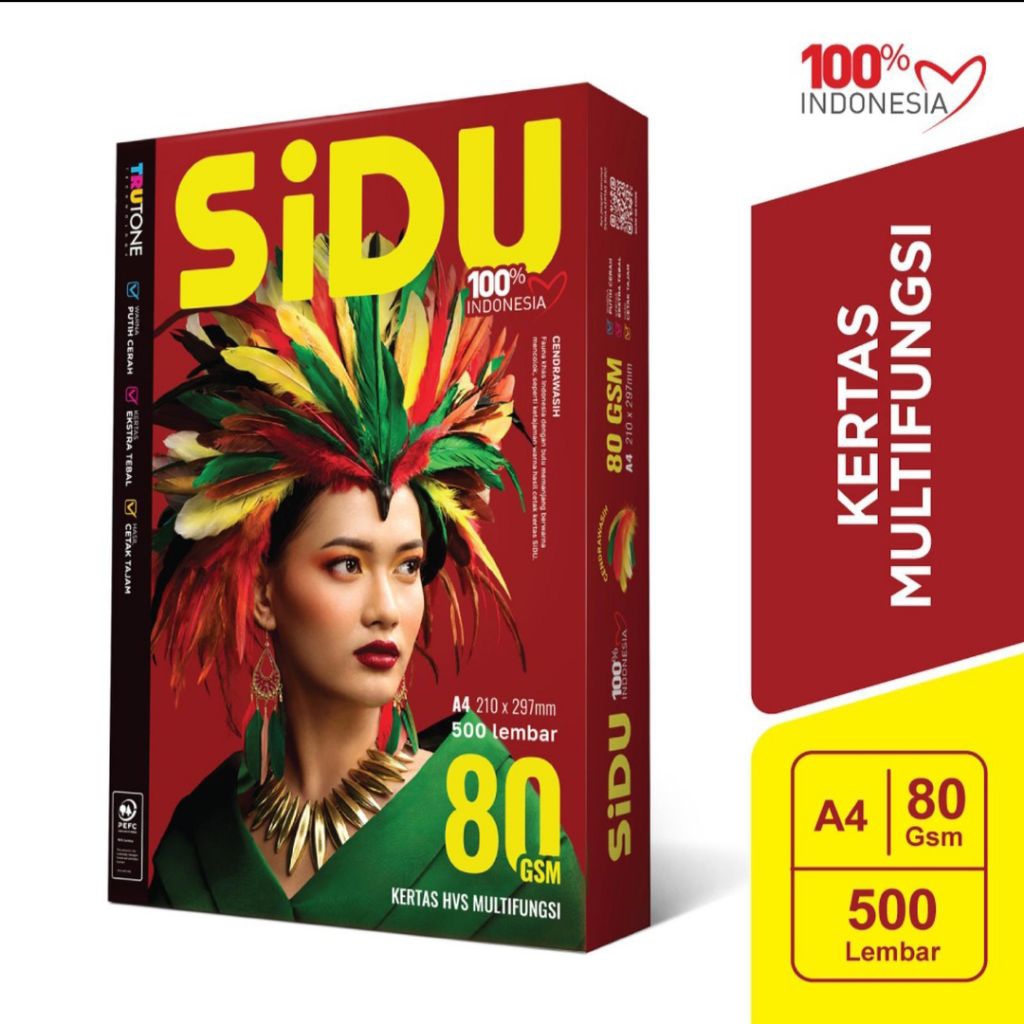 Kertas HVS Sidu A4 80 gsm / HVS A4 Sinar Dunia 80 gsm / Kertas potocopy A4 80 gsm