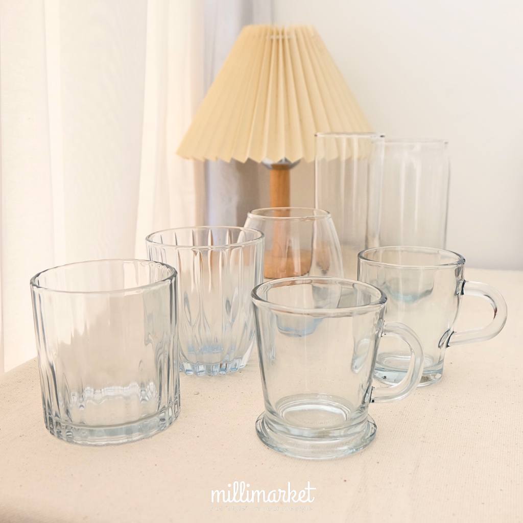 [6PCS/SET] GELAS KACA CAFE RESTO / Gelas kopi mug kaca estetik murah / gelas soda teh susu ale