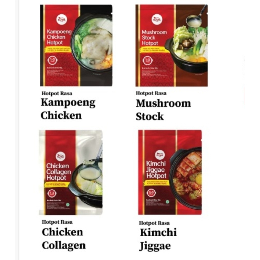 KUWA Hotpot Stock - Chicken Kampoeng/Kimchi Jiggae/Chicken Collagen/Mushroom stock