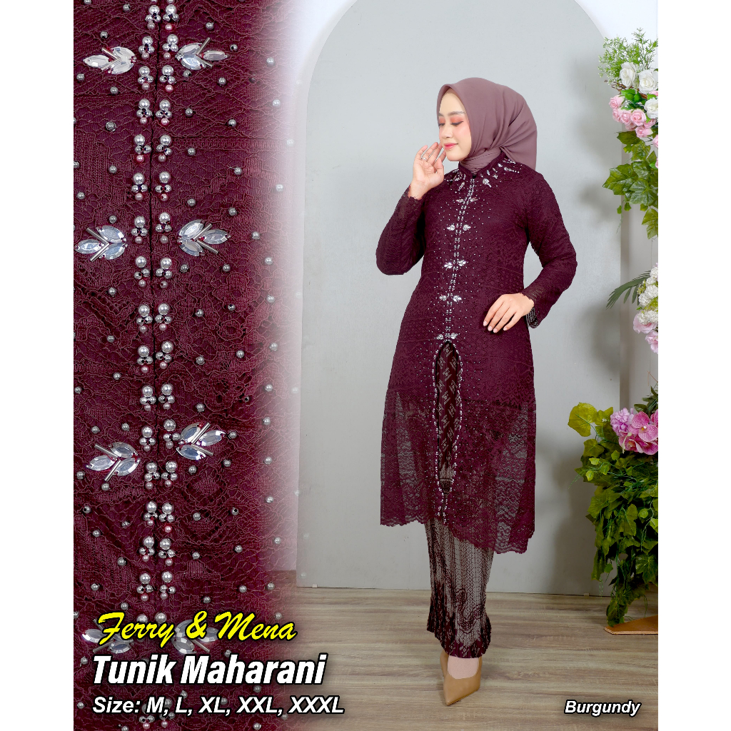 set kebaya brokat zig zag pakaian tradisional kebaya modern terbaru ukuran M L XL XXL XXXL