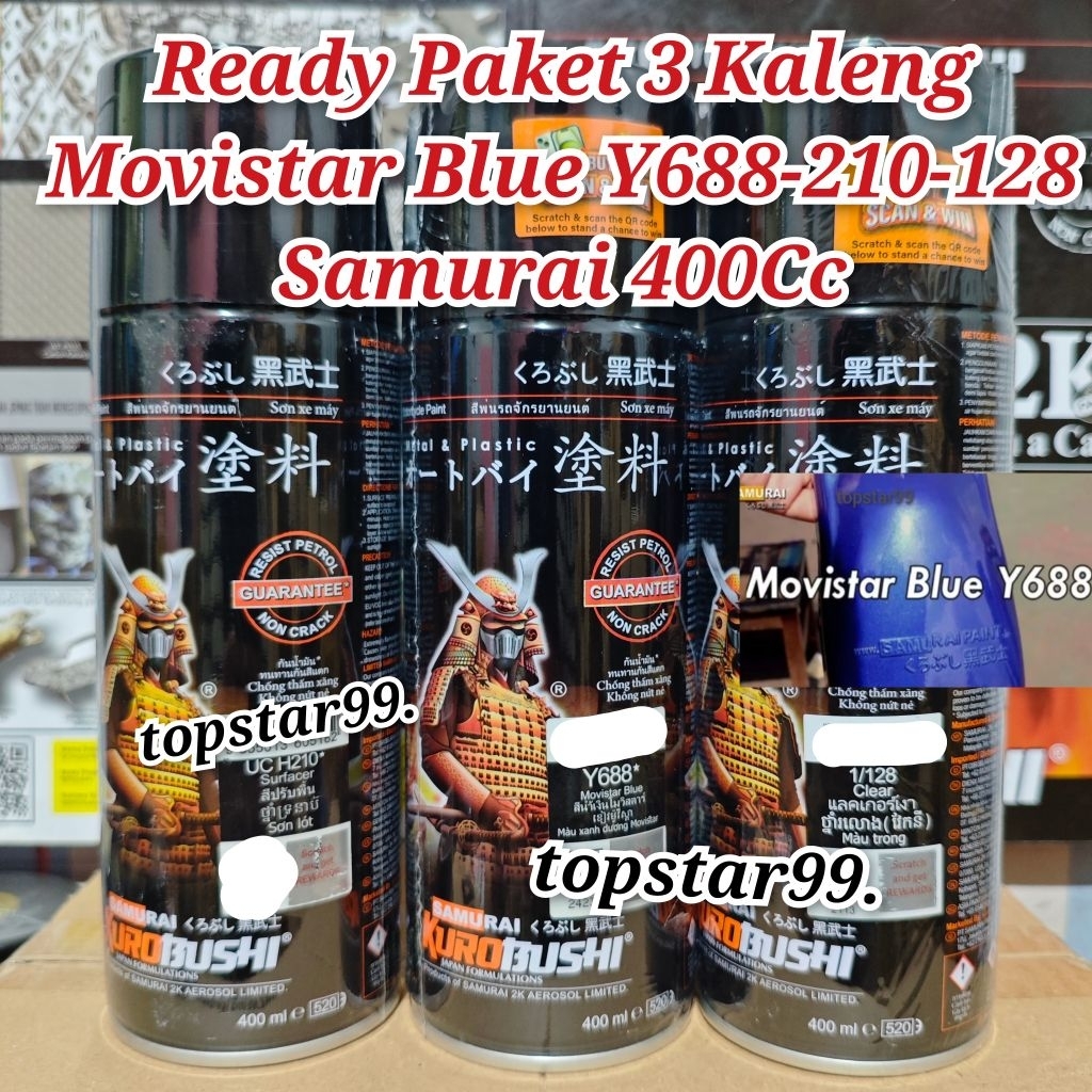 Pilok Pylox Cat Samurai Paket 3 Kaleng Movistar Blue Y688 Biru Tua Metalik 688 Epoxy Surfacer 210 Cl