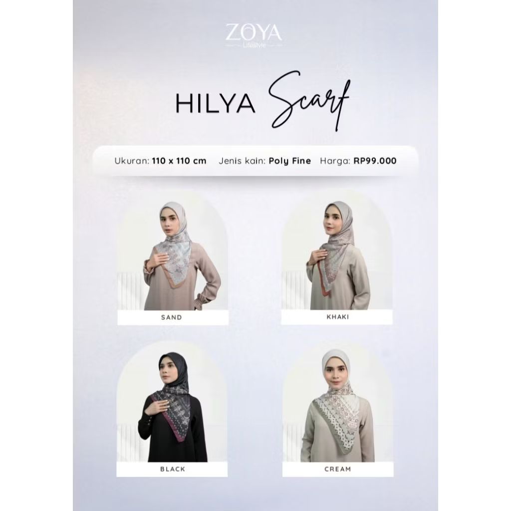 ZOYA - HILYA SCARF BY ZOYA - JILBAB SEGI EMPAT - MOTIF - PREMIUM