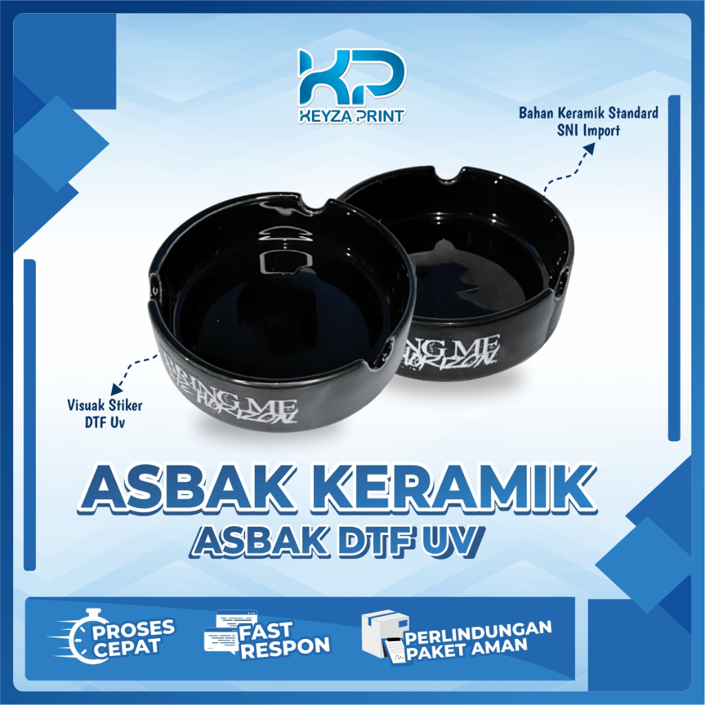 Asbak Sablon / Asbak Custom / Asbak Keramik + Stiker DTF UV