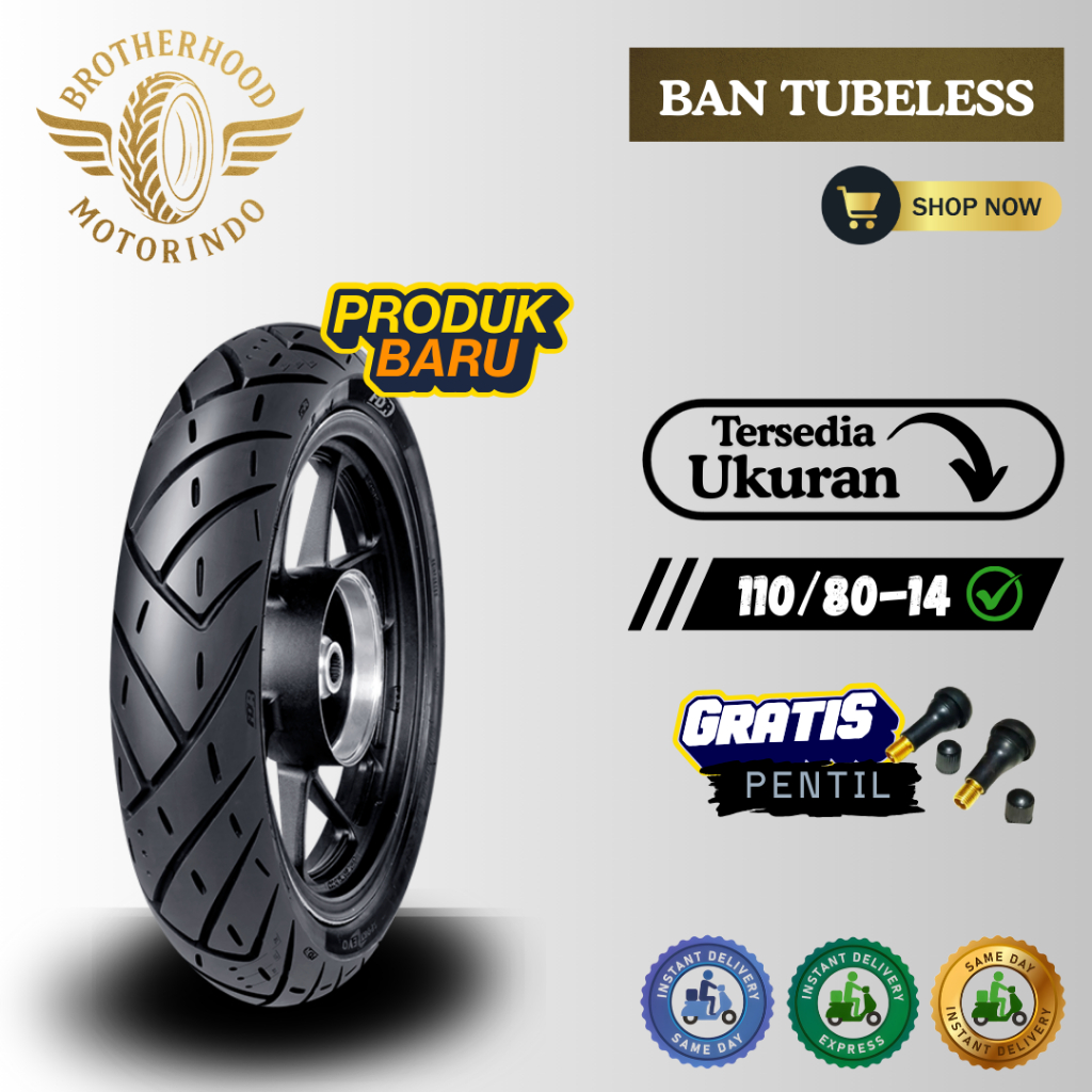 BAN FDR SPORT ZEVO 110/80-14 TUBELESS  / BAN TUBLES / BAN MOTOR RING 14 / BAN AEROX ADV 150 PCX 150