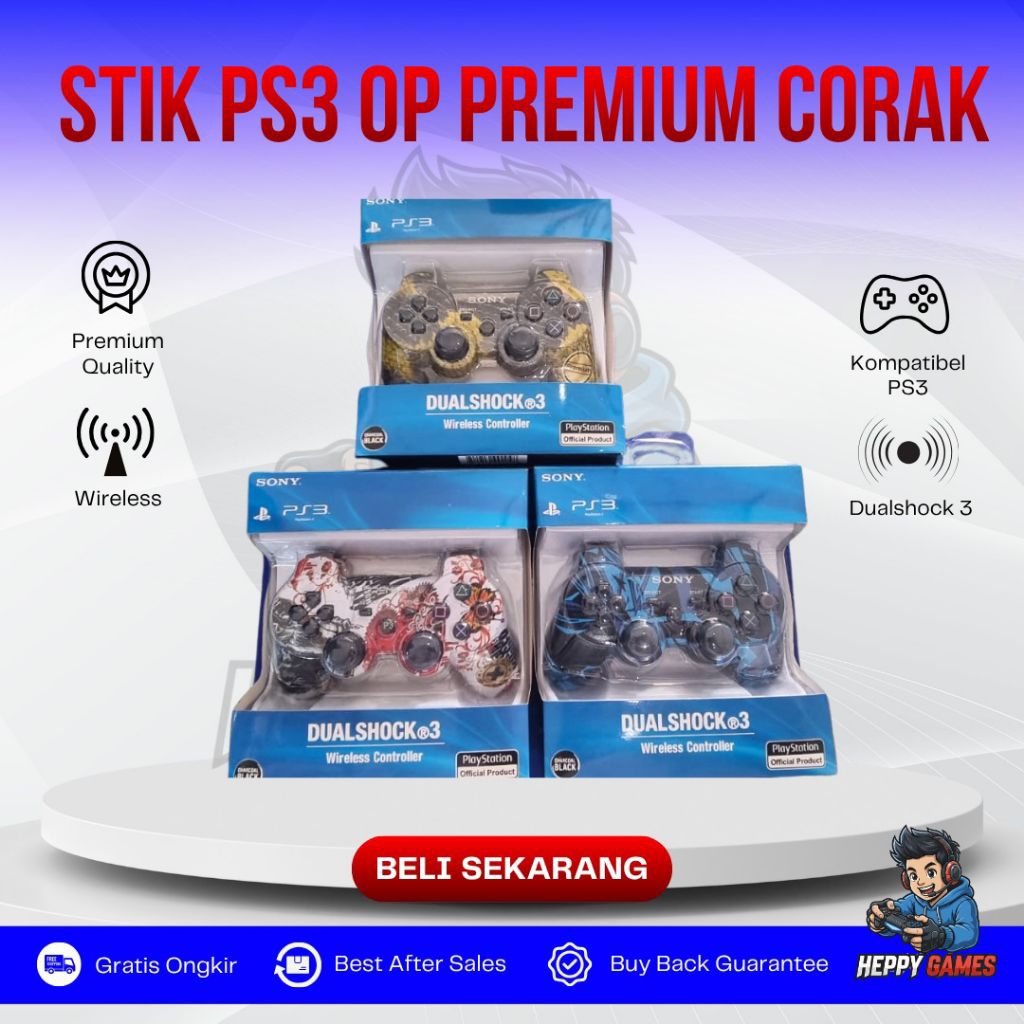 STICK PS3 MOTIF WARNA CORAK // STICK WIRRELLES PS3 // STICK PS3 OP PREMIUM