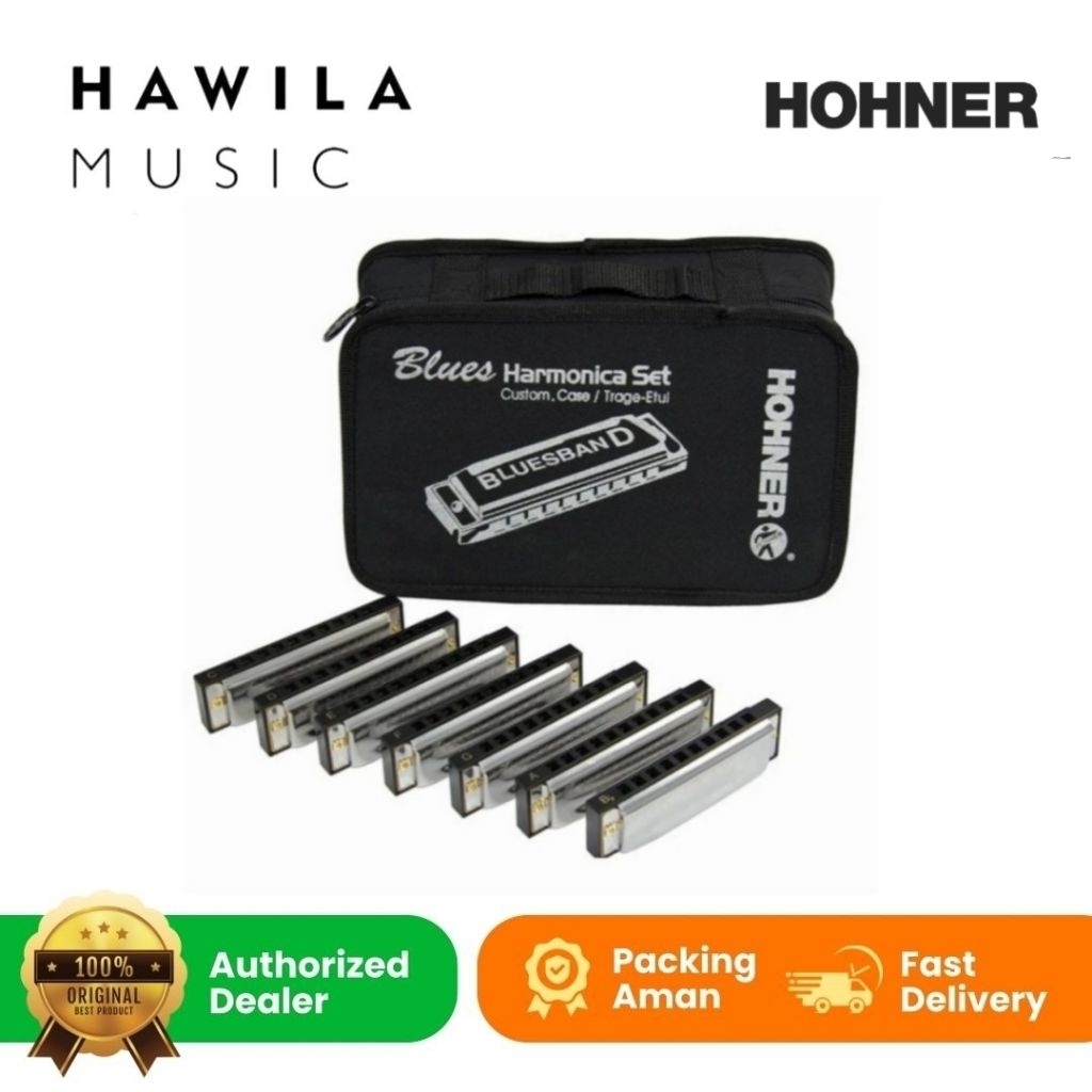 Harmonika Set 7 Key A to G Hohner Bluesband Harmonika Set With Case