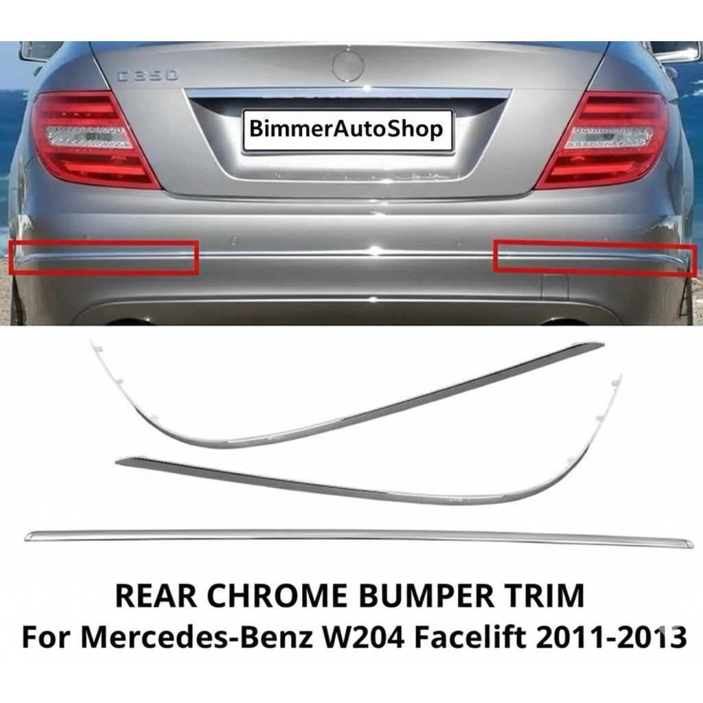List Chrome Bumper Belakang C Class W204 Facelift (2011-2013)