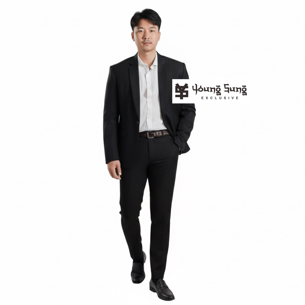 Setelan Jas Celana Pria Hitam Slimfit Jas Formal Pria Kancing 2 Jas Wisuda Jas Sidang Skripsi Murah