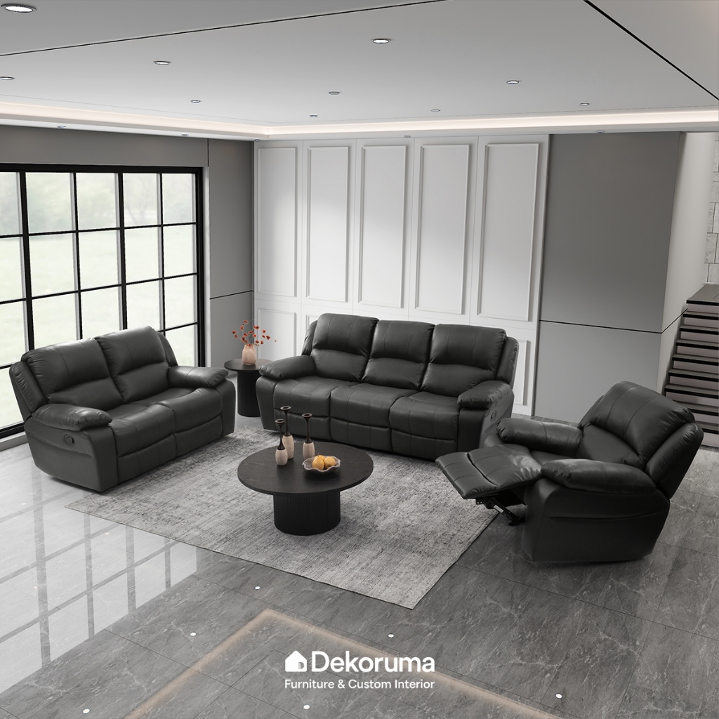 Dekoruma Tenzo CAMDEN Sofa Recliner / Sofa Kulit Adjustable / Sofa Keluarga Premium