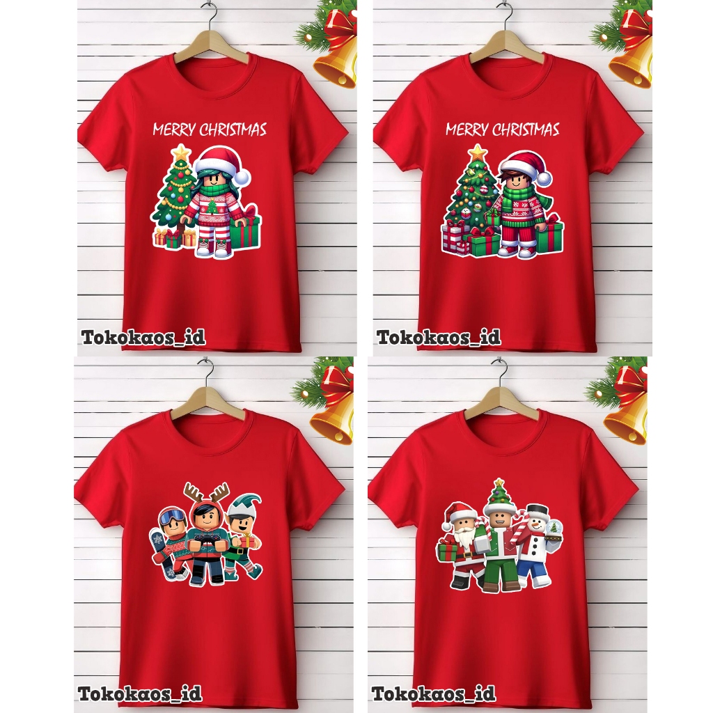 kaos natal couple keluarga anak dan dewasa / kaos natal roblox / kaos roblox christmas bahan katun 3