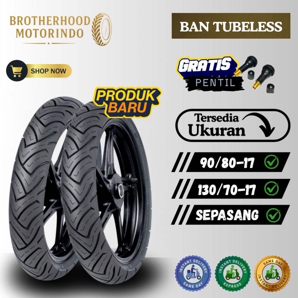(PAKET SEPASANG) BAN FDR XR EVO (90/80-17 / 130/70-17) TUBBELES / BAN XR EVO TUBLES / BAN MOTOR RING