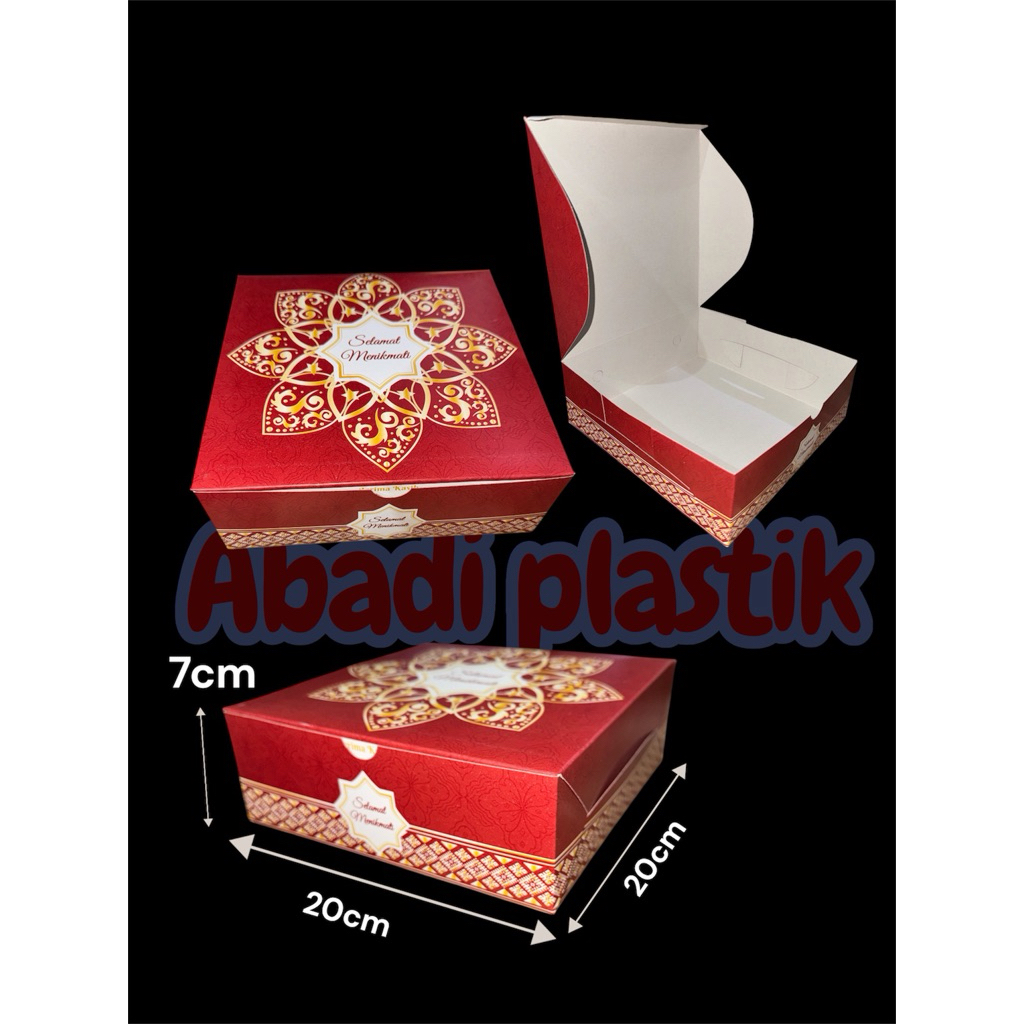 DUS NASI BATIK MERAH 20x20/DUS BATIK MERAH/KOTAK NASI 20x20/DUS NASI MOTIF-ISI 100 pc