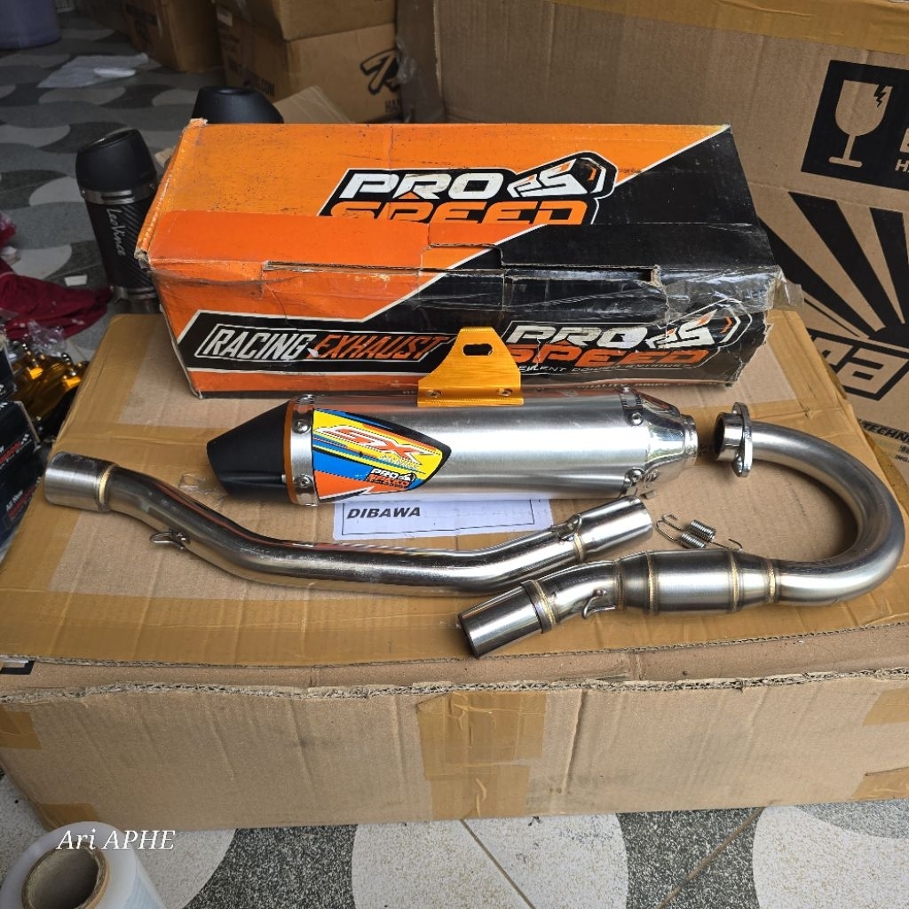 PROMO knalpot PROSPEED SX SILVER series original KLX 150 DTRACKER 150 fullsystem