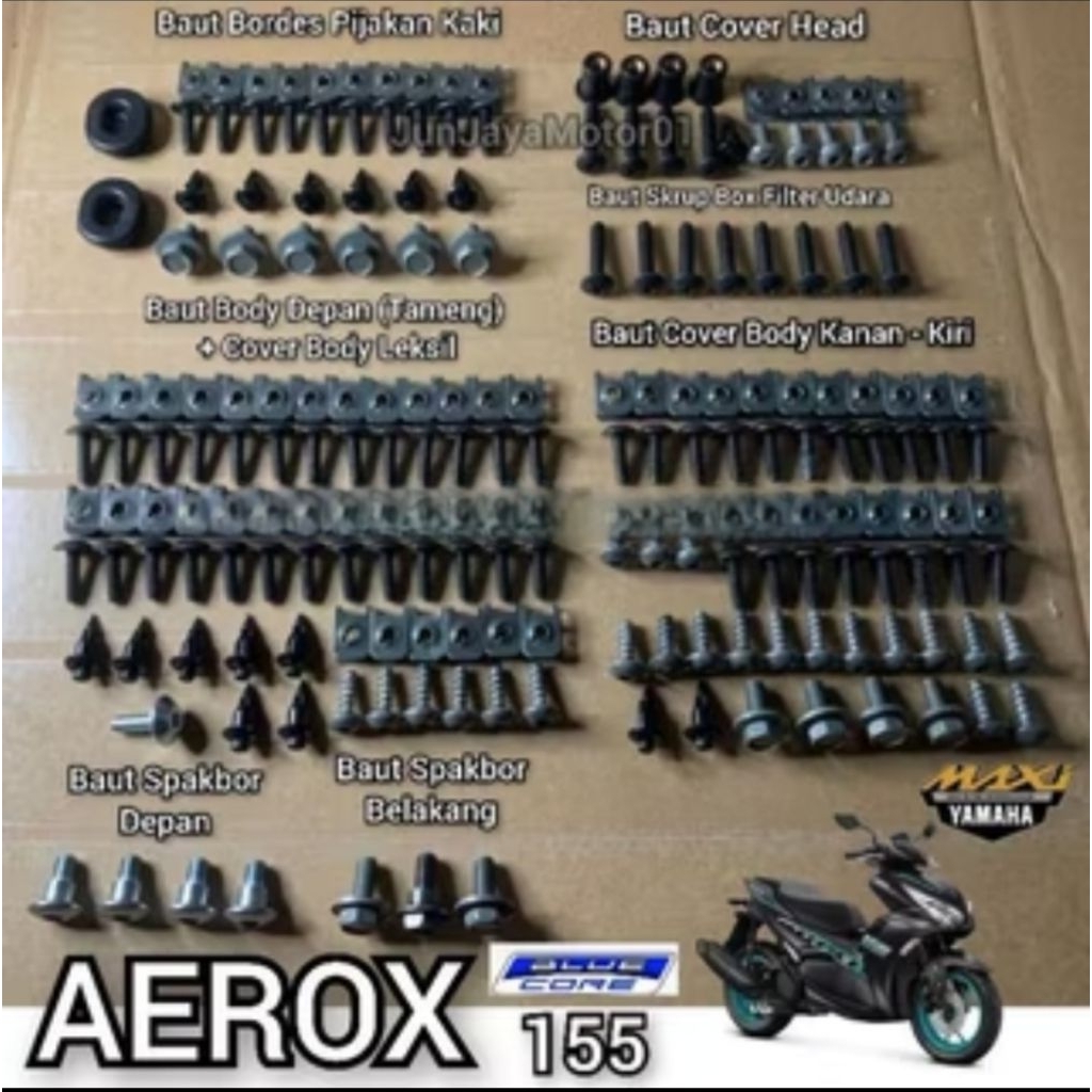 Baut full set bodi body Yamaha Aerox / Baut lengkap fullset bodi body Yamaha Aerox