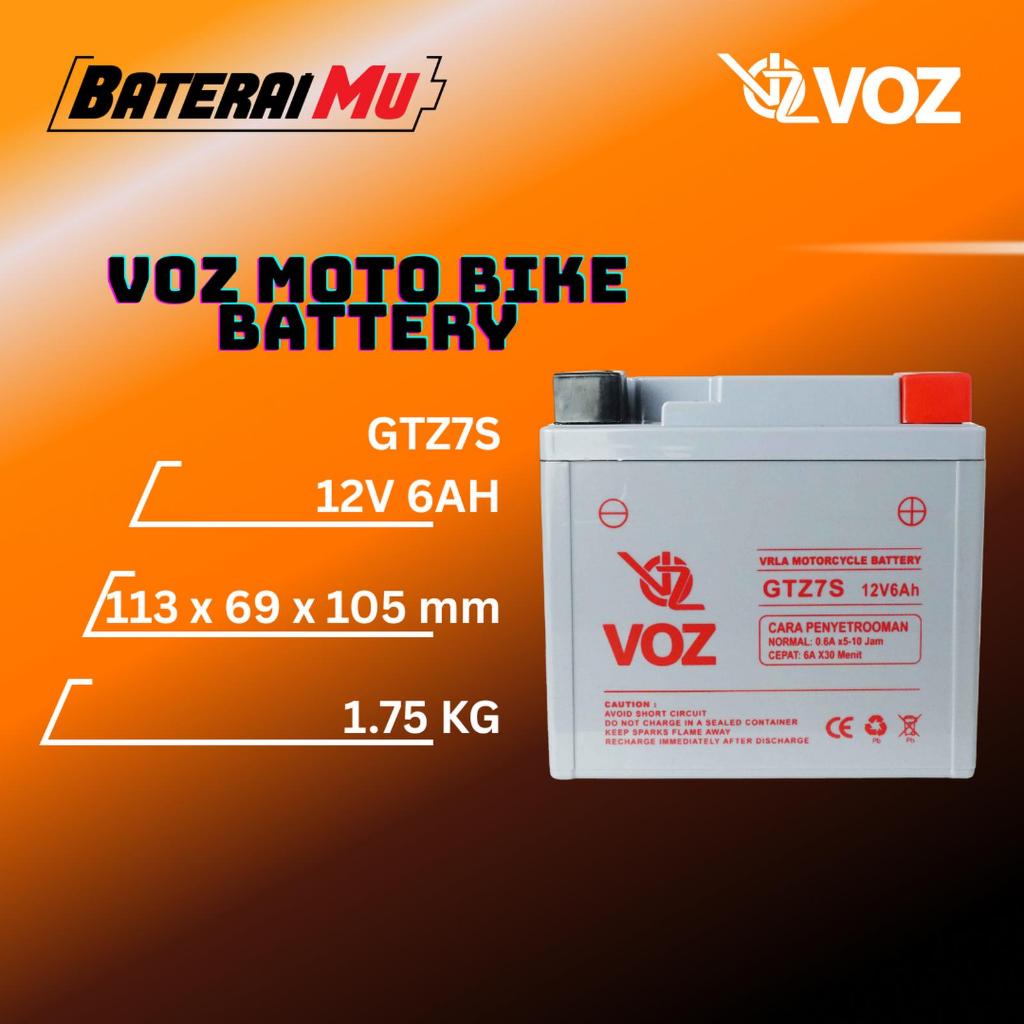 BateraiMu Voz Baterai Aki Motor GTZ7S 12V 6Ah | Aki Motor GTZ7S Cca 170A