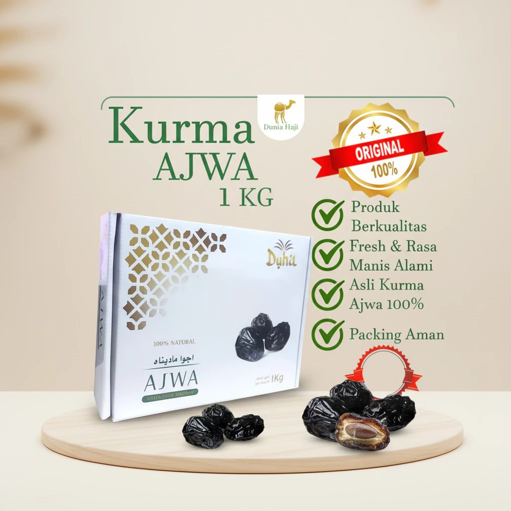 kurma ajwa 1kg asli madinah duha dates kurma nabi ajwa premium original saudi arabia