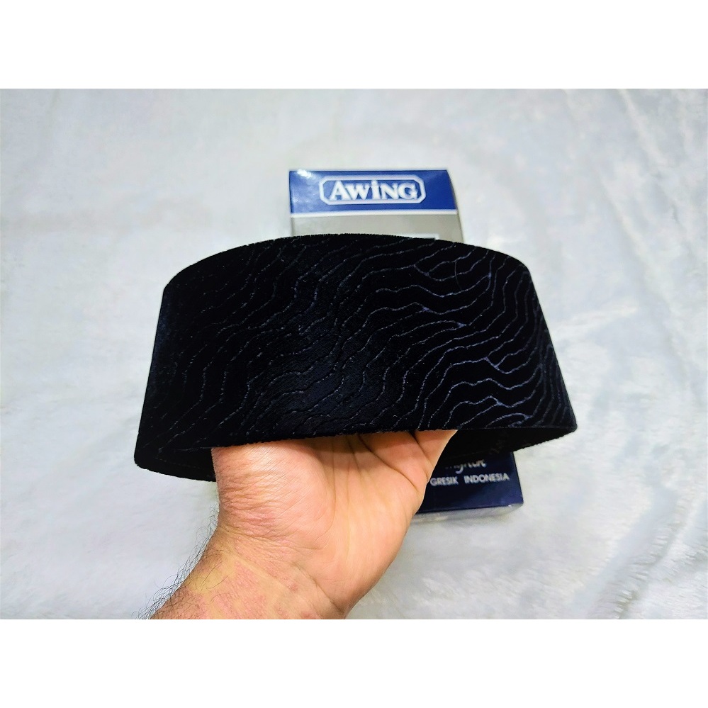 AWING Songkok Lahore Hitam Songkok Beludru Motif