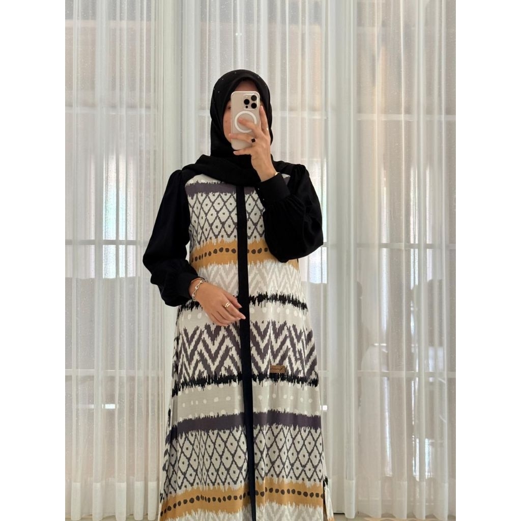 NADHEEFA STORE GAMIS TWILL HITAM MOTIF