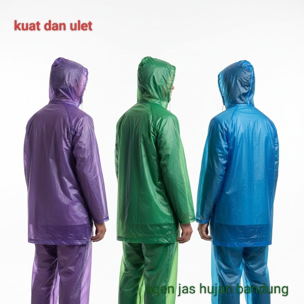 Paling Murah Jas Hujan Plastik Setelan Jaket Celana Cap Pyramid/Dino Ada Tali Leher