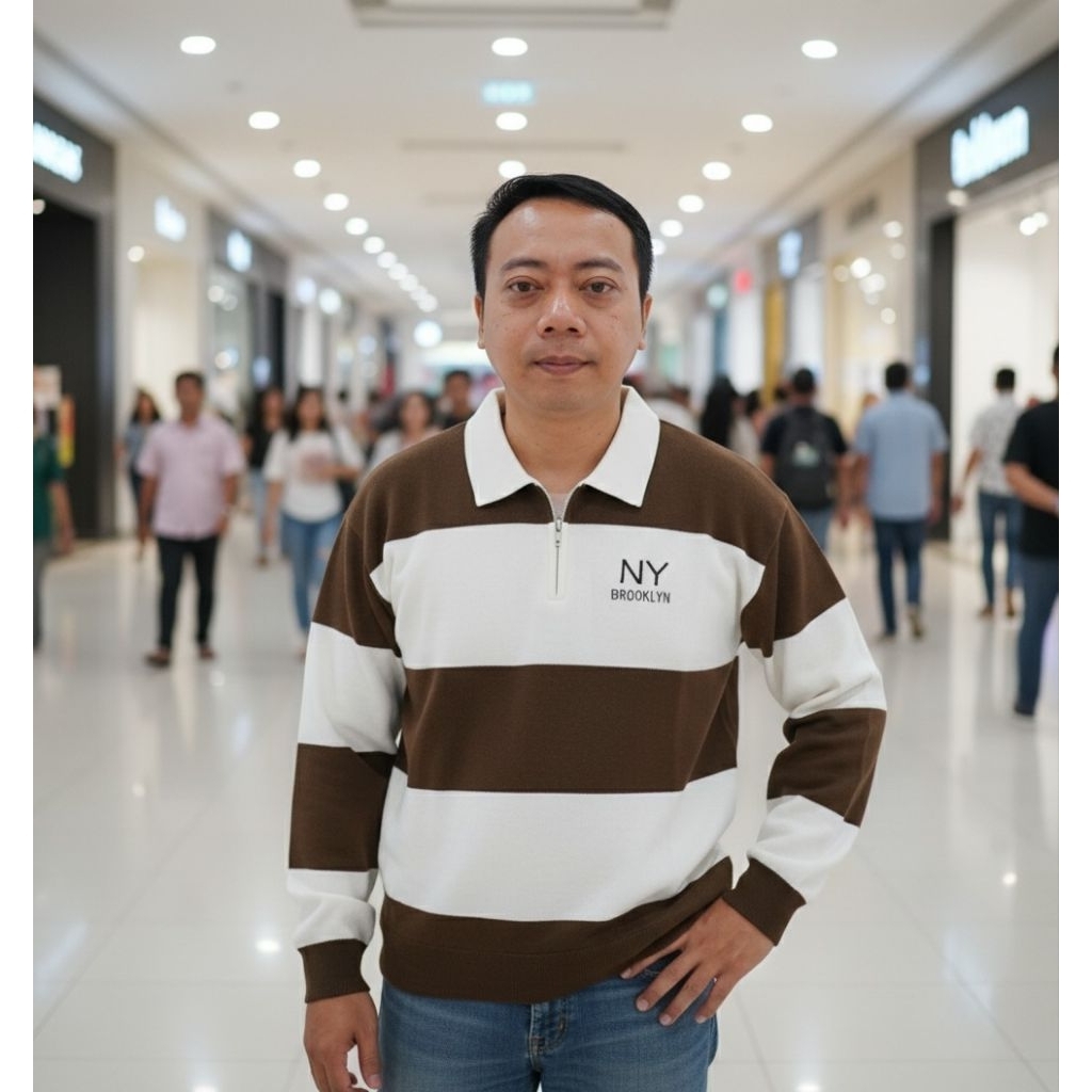 Sweater Rugby Hoodie salur terbaru sweater kerah CREWNECK NY BROOKLYN pria wanita