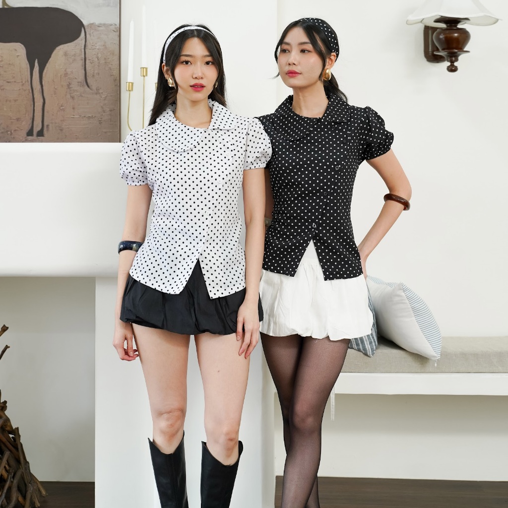 Kaia Top Polkadot - Blouse Wanita / Blouse Polkadot Wanita / Atasan Polkadot Wanita