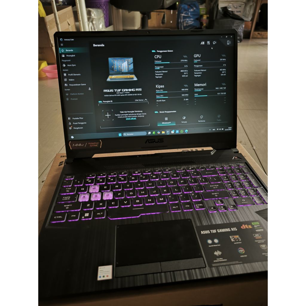 LAPTOP ASUS TUF GAMING A15 FA506NCR ( SECOND MULUS NO KENDALA )