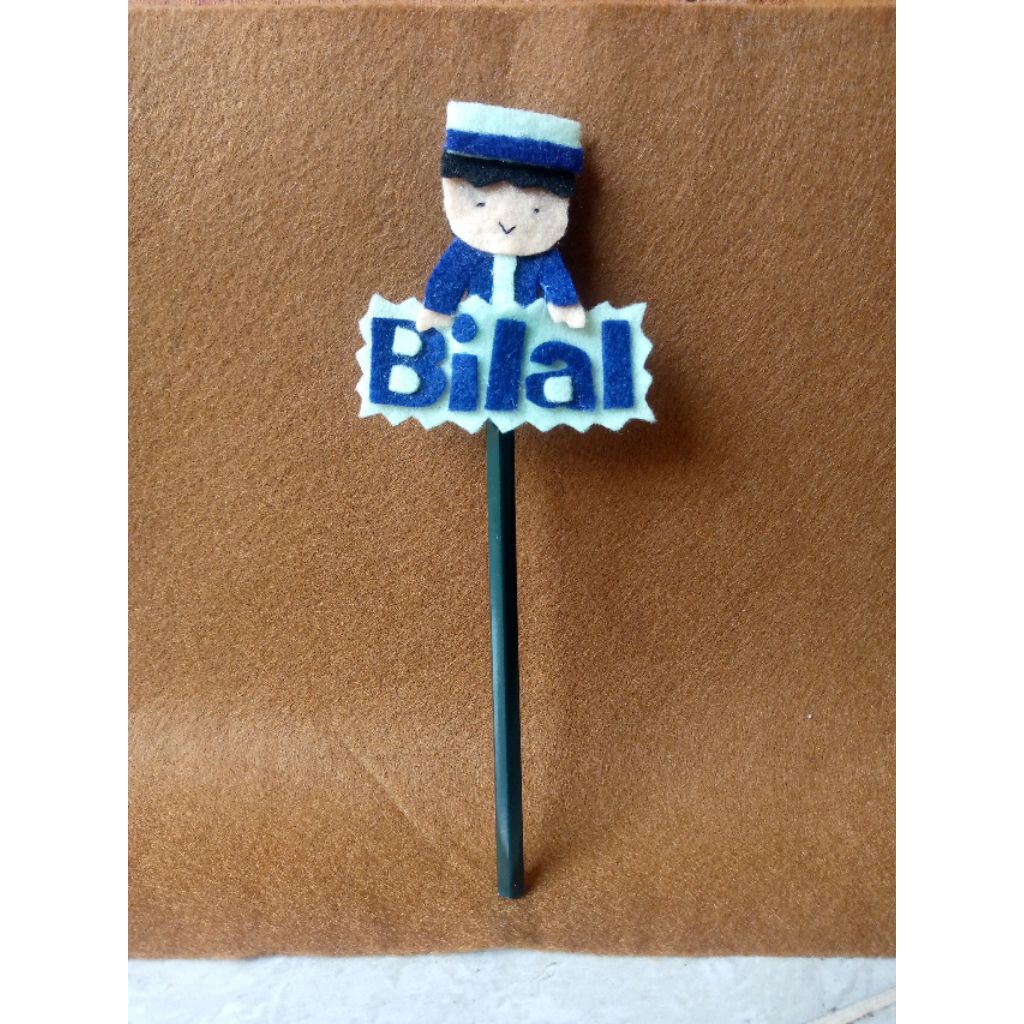 Pensil Hias Flanel / Pensil Anak Muslim (dengan nama)