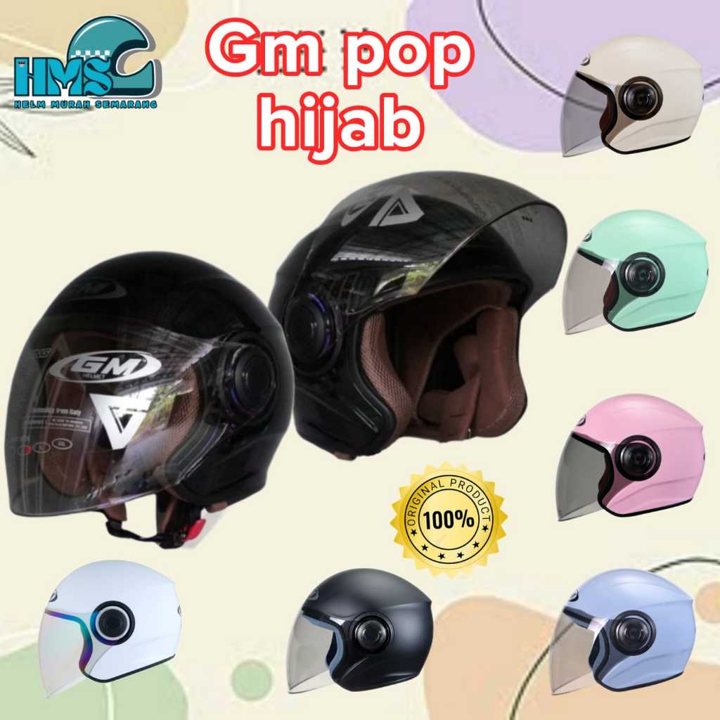GM HELMETS OFFICIAL, HELM WANITA HIJAB INOVASI TERBARU - GM POP & GM VENUS SOLID PASTEL ORIGINAL