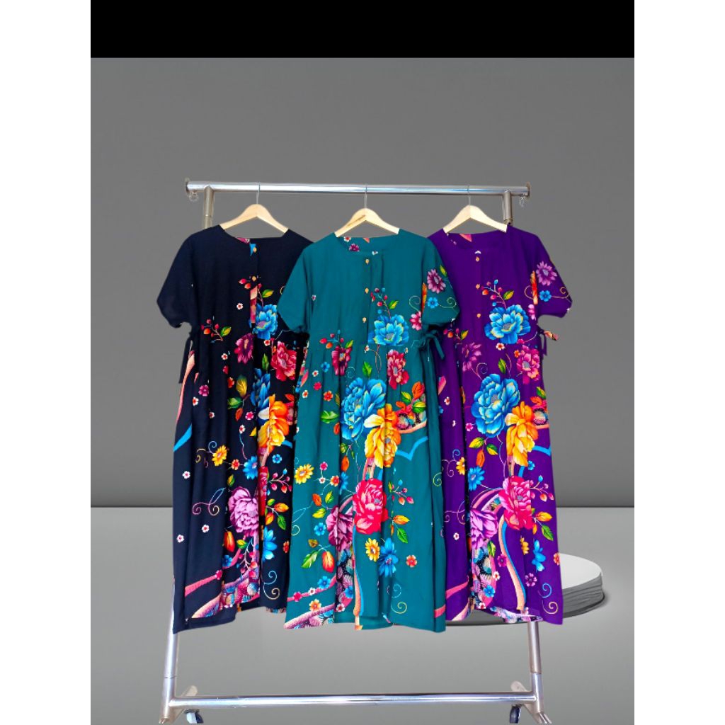 Daster busui jumbo rayon batik ku  adem model baby dol tali  ld -+120n 130 pj -+125 n110