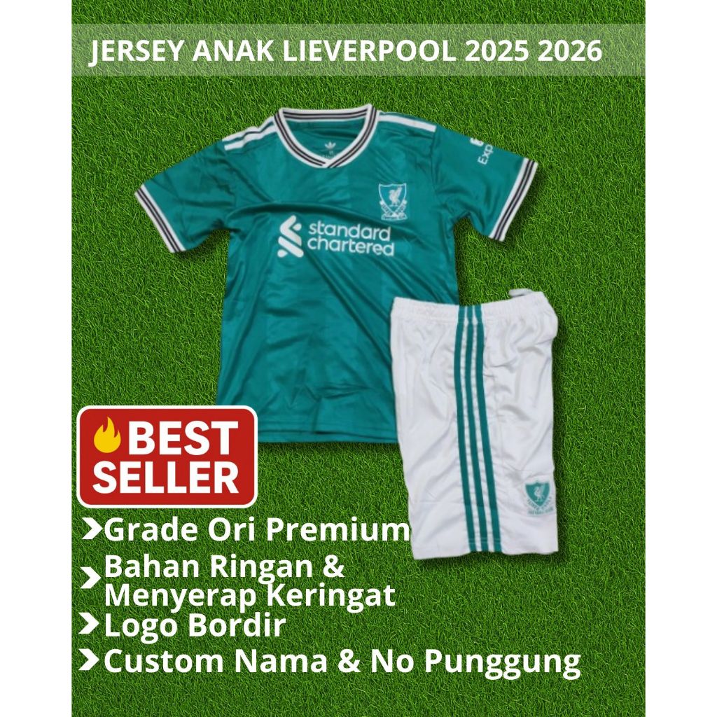 Setelan Jersey Bola Anak Liverpool_3RD 2025 2026 Grade Ori Import Baju Bola Anak Liverpool_3RD