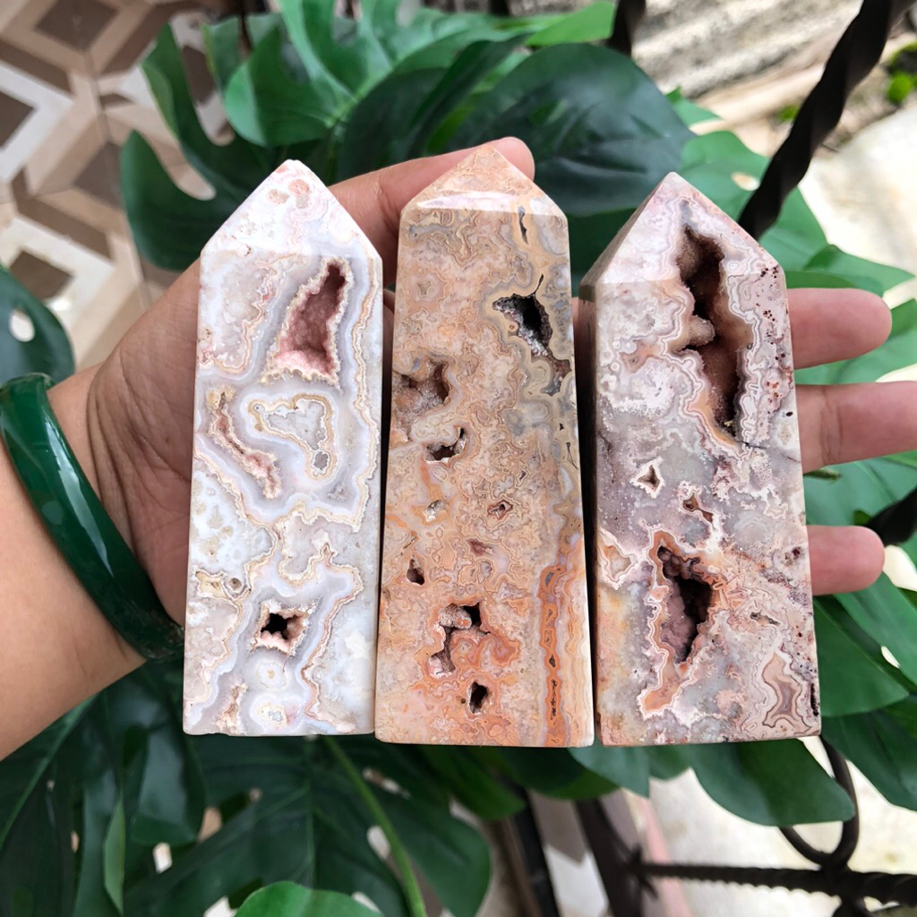 Druzy Sparkling Pink Crazy Lace Agate Tower High Quality | Part 2