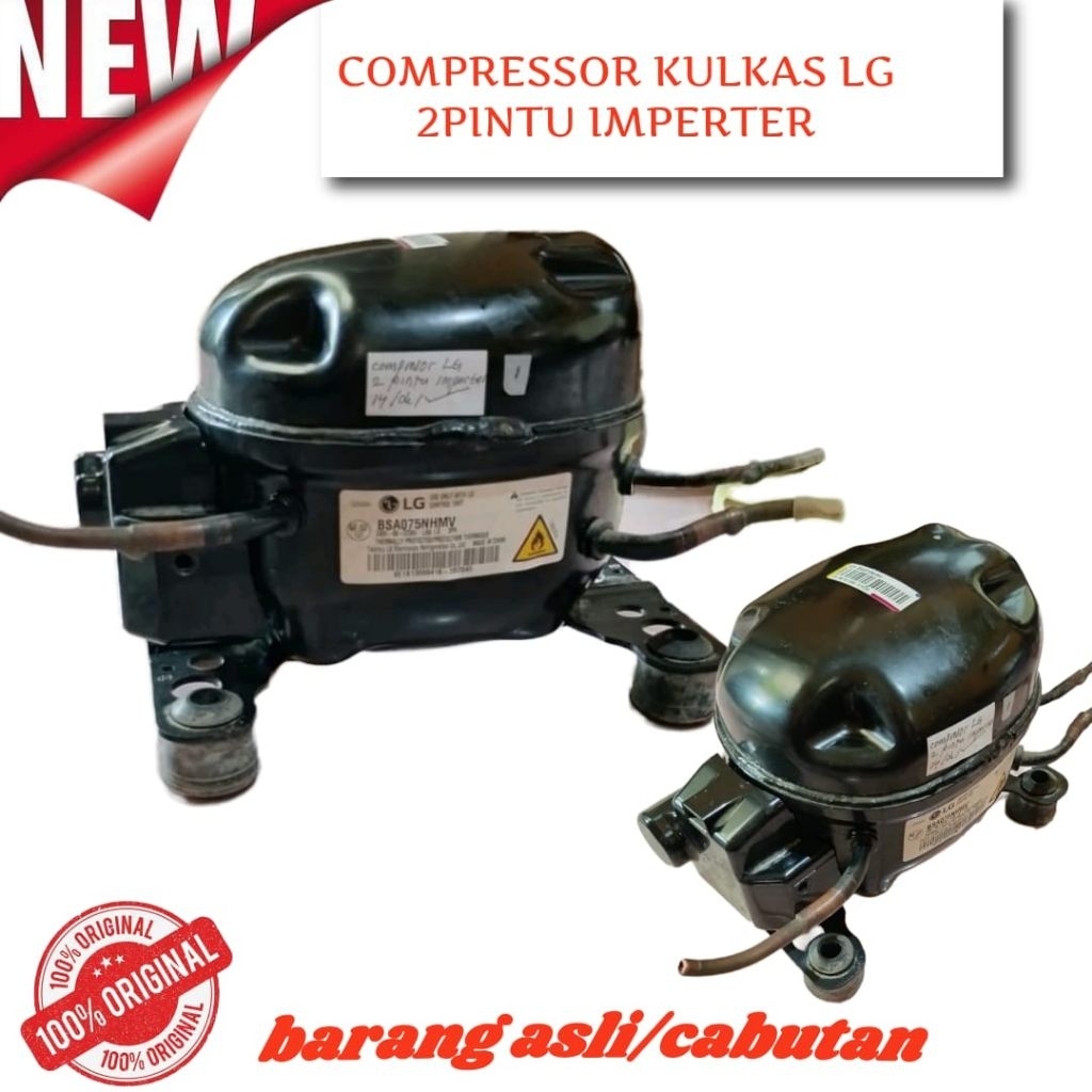 COMPRESSOR KULKAS LG 2PINTU IMPERTER ASLI CABUTAN SECOND