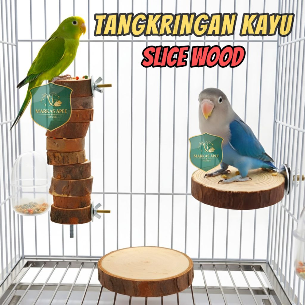 TANGKRINGAN KAYU DEKORASI KANDANG SLICE WOOD - MRKS