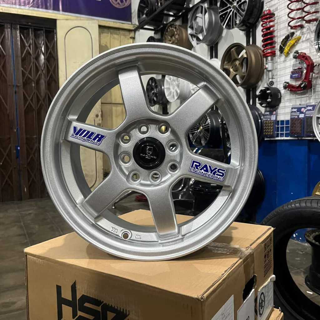 Velg mobil racing TE37 R15 Silver cocok untuk avanza xenia calya vios swift etios