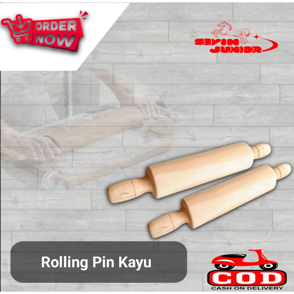 Rolling Pin Kayu Panjang 30 Cm Penggiling Adonan