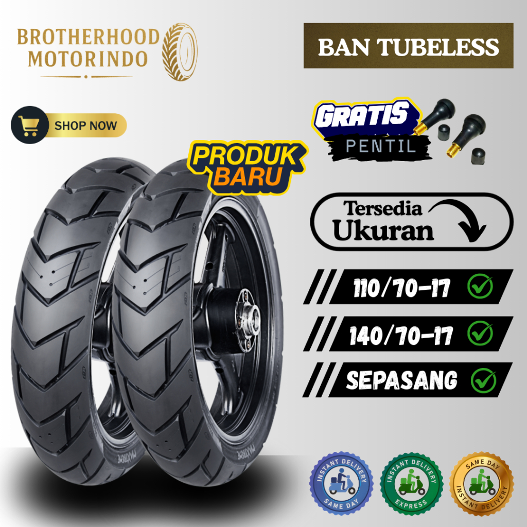 (PAKET SEPASANG) BAN FDR MAXTREME (110/70-17 / 140/70-17) TUBBELES / BAN MAXTREME TUBLES / BAN MOTOR