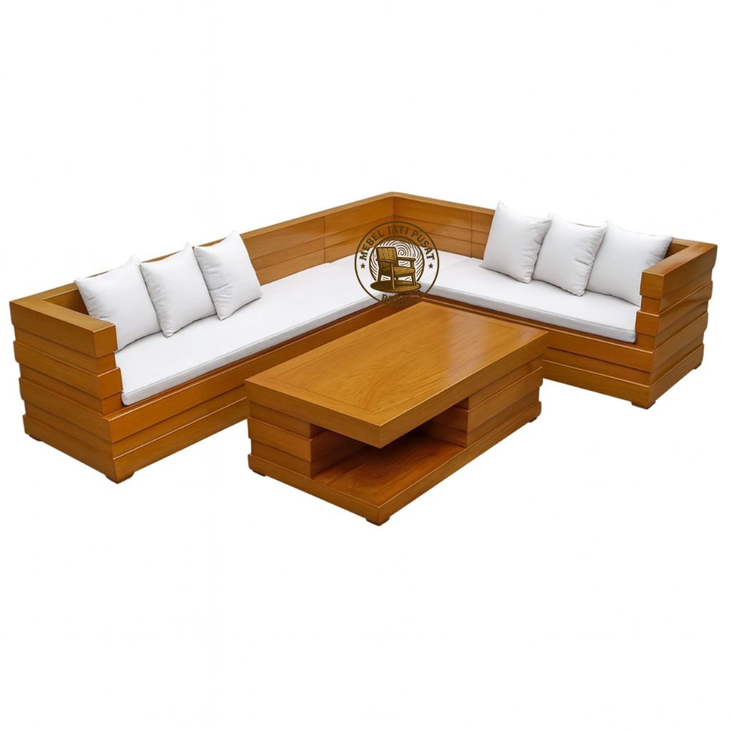 Kursi tamu kayu jati lengkap busa dudukan - kursi tamu sudut