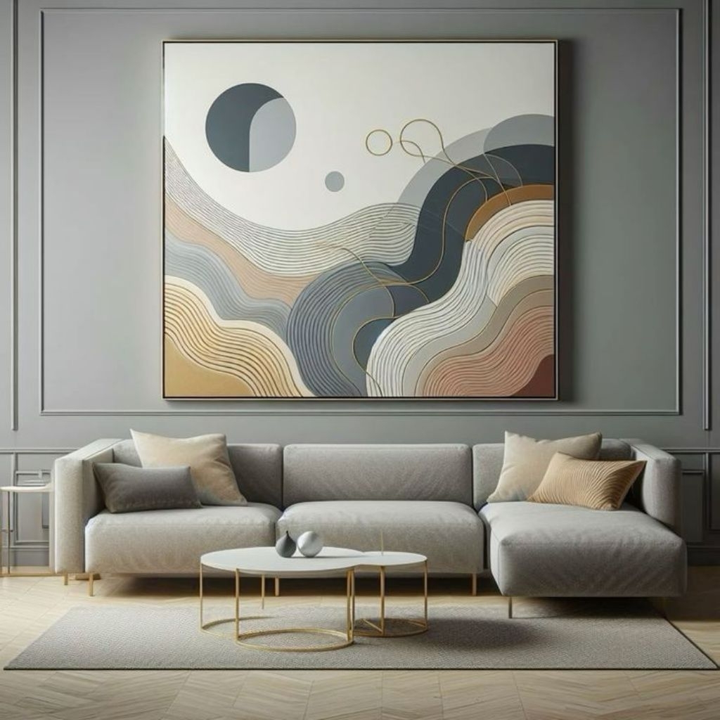 lukisan dinding abstrak modern hitam