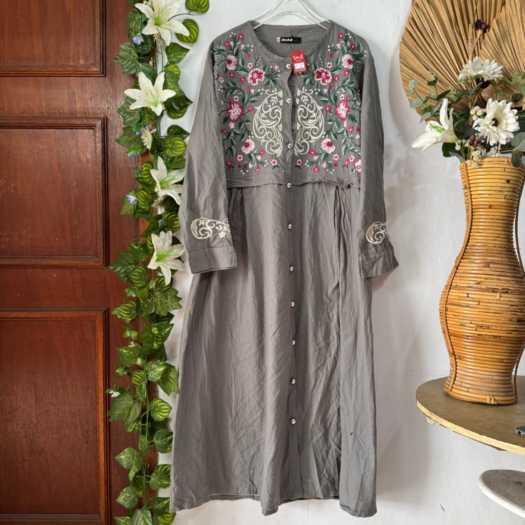 Gamis Midi Abu Linen