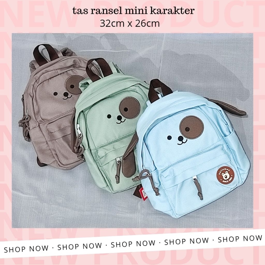 Mismi Maple Bag/Tas Mini Ransel Motif Cute Korean Style/Tas Warna Soft