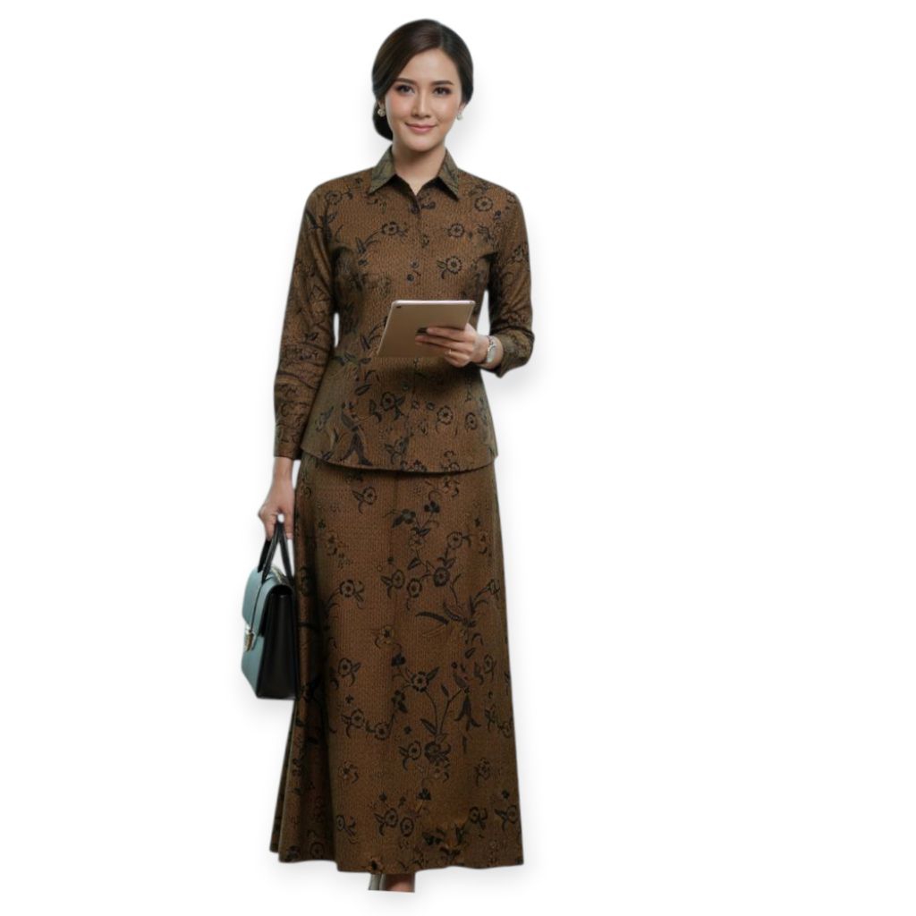Setelan batik sogan rok & blus atasan bawahan wanita  baju kerja lukia
